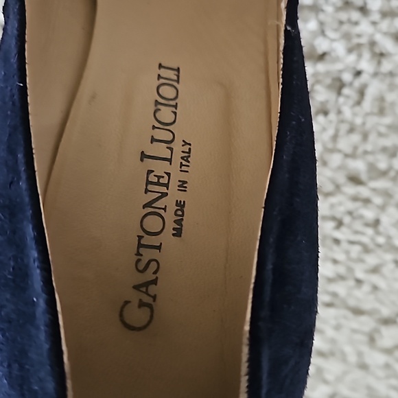 GUC Size 8.5 Navy Blue Suede Gastone Lucioli platform - Picture 8 of 9